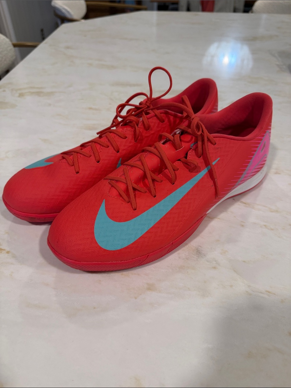 Nike Men’s Red Athletic Shoes with Light Blue Swoosh